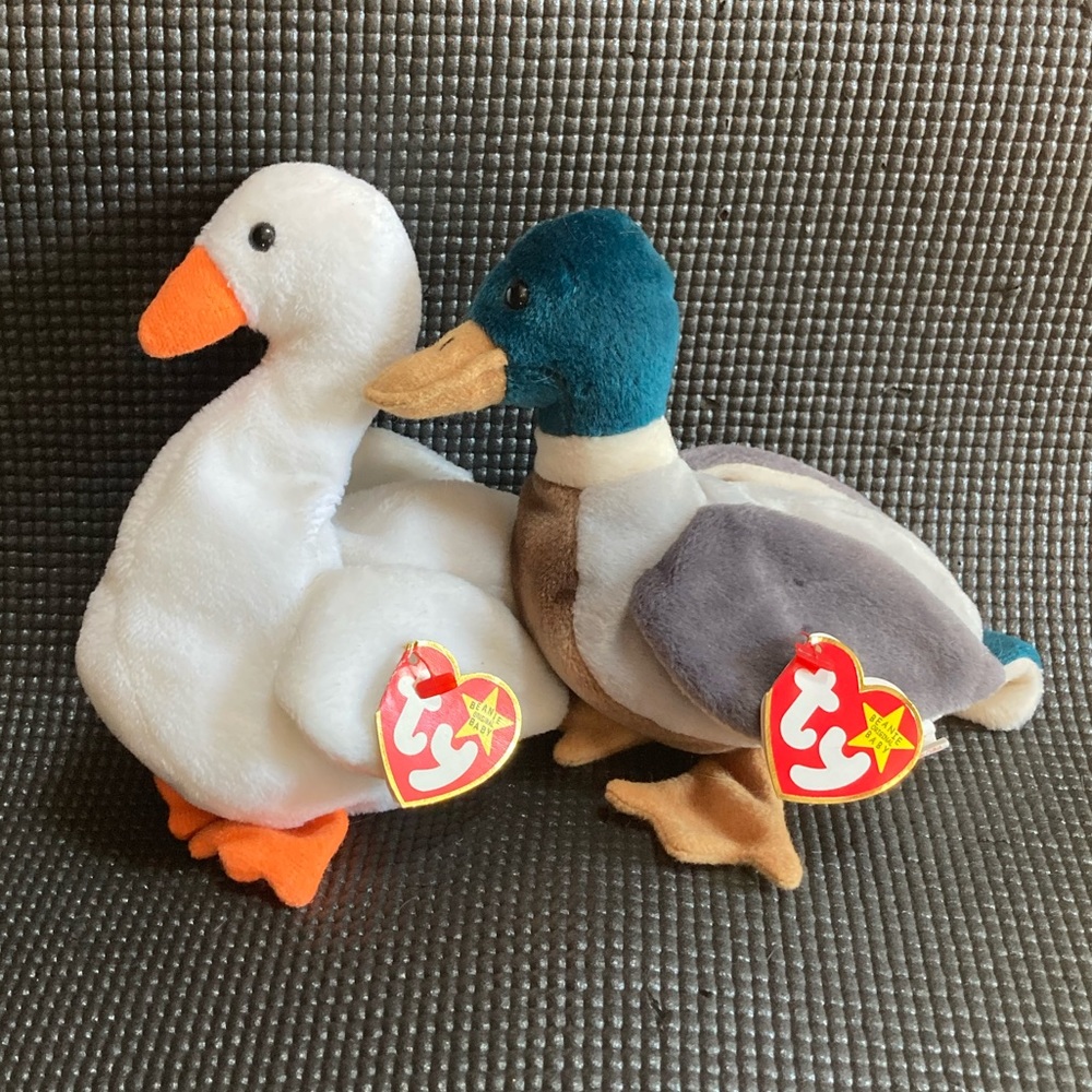 Vintage Ty Beanie Baby Birds Bundle “Gracie” Swan and “Jake” Mallard Duck